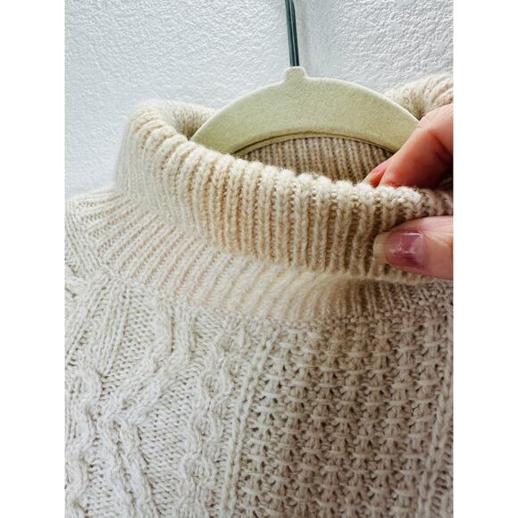 Vince Cream Chunky Knit Long Sleeve Mock Neck Sweater L - Picture 5 of 14